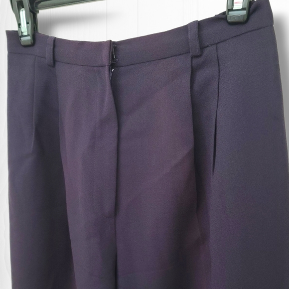 Talbots Women's Vintage Purple Pleated Wool Straight Leg Pants Size 4 Petite - Picture 3 of 12